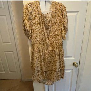 Tan floral knee length dress. Never worn. Target 4X open back.